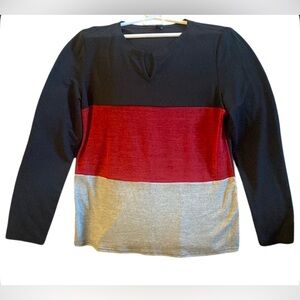 SHEIN Womens PTP 21” Long Sleeve Colorblock Tee - Black, Red, Gray NWOT